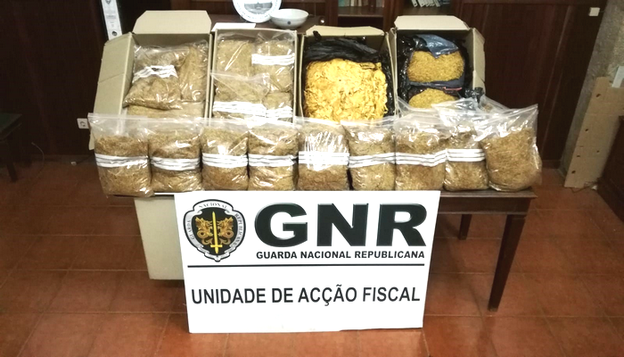 Unidade Fiscal da GNR apreende 76 quilos de folha de tabaco